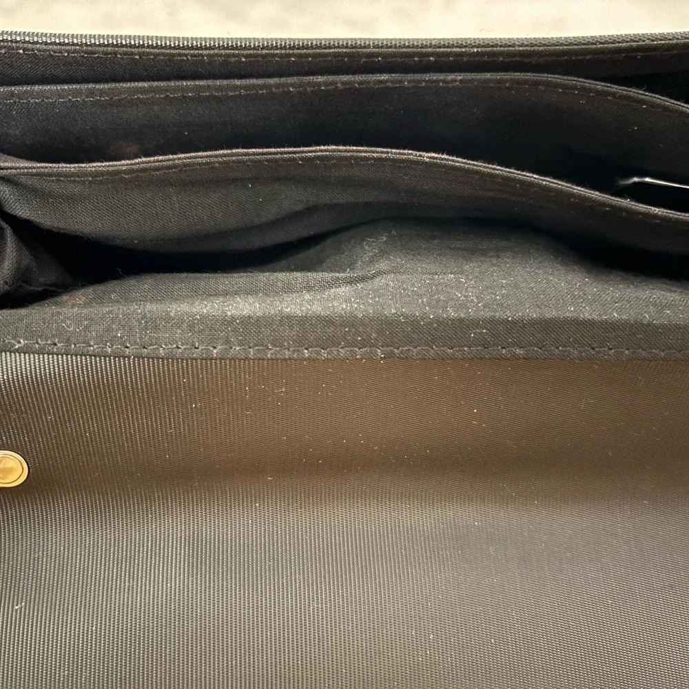 Black Designer Shoulder Bag with Leopard Accent - Picture 5 of 5